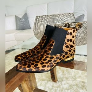 Chloe Womens Brown Cheetah Print Ponyhair Ankle Boots Size 40 10